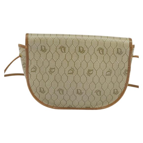 DIOR Honeycomb Canvas Shoulder Bag Pvc Beige Gold - Picture 3 of 12